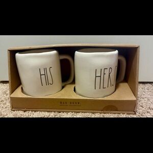 Rae Dunn White Ceramic His and Hers Mug Set